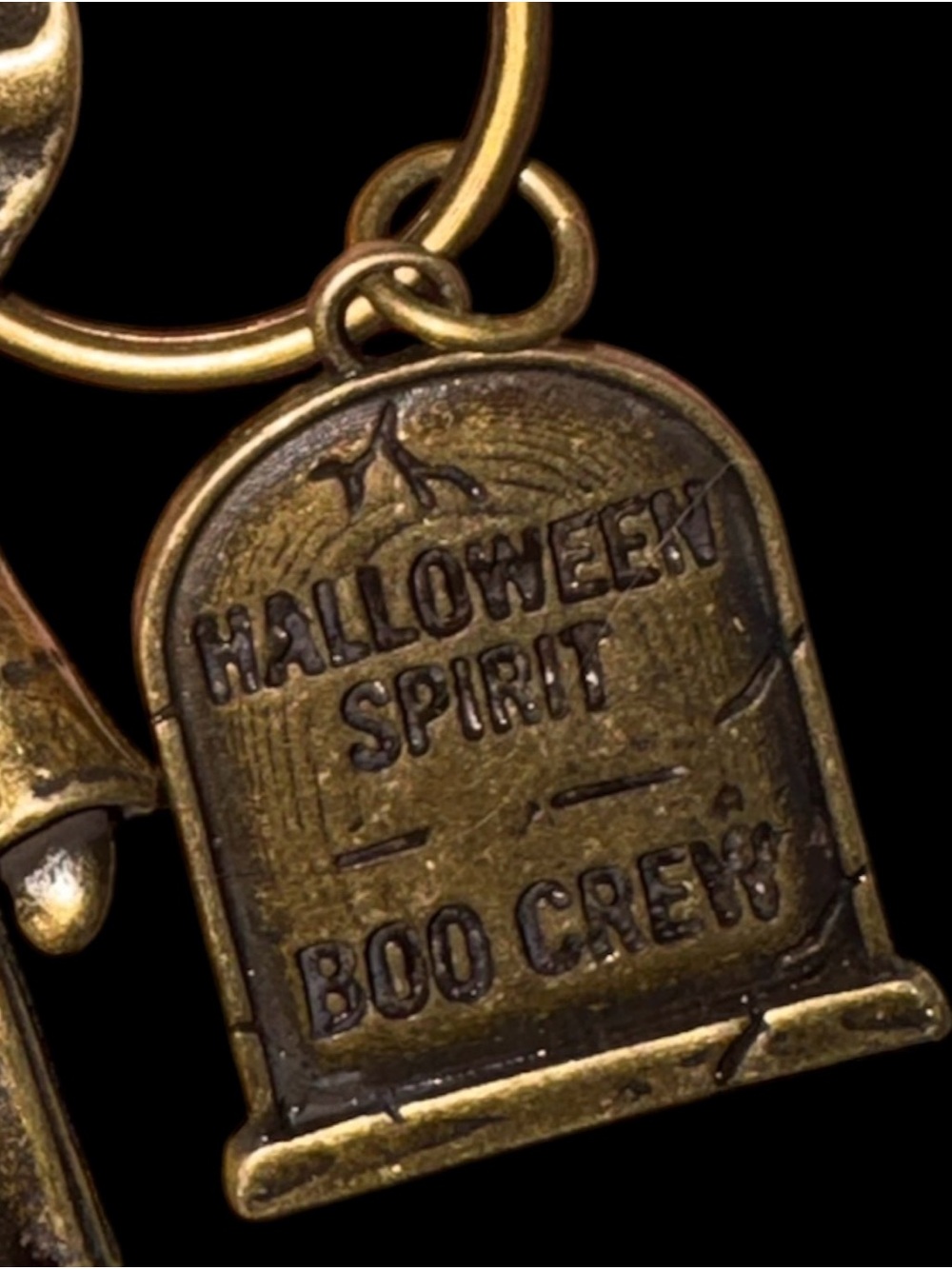 Halloween Ghost Bag Charm Keychain Boo Crew Patchwork Bronze - Picture 4 of 6